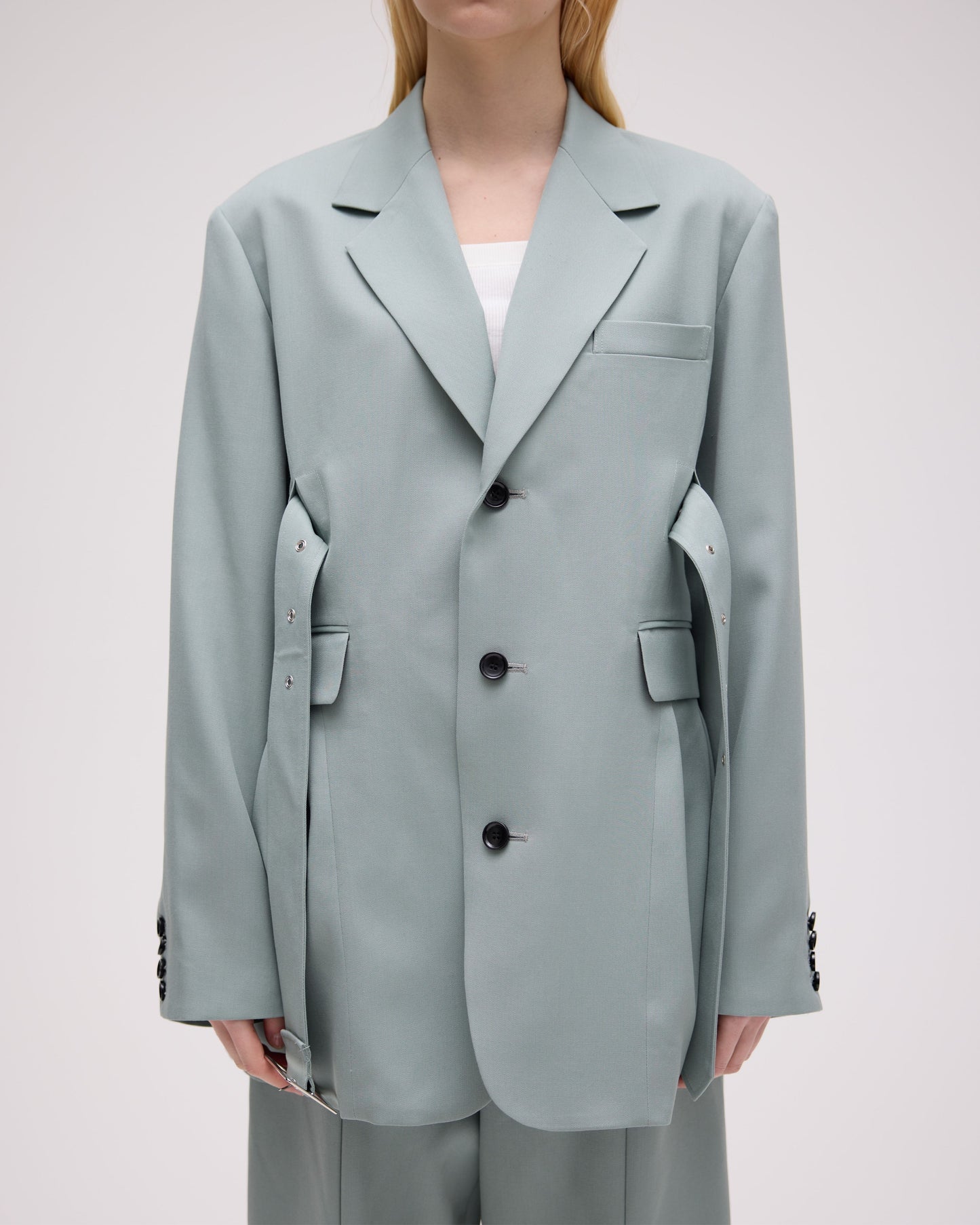 3BUTTON BELTED JACKET