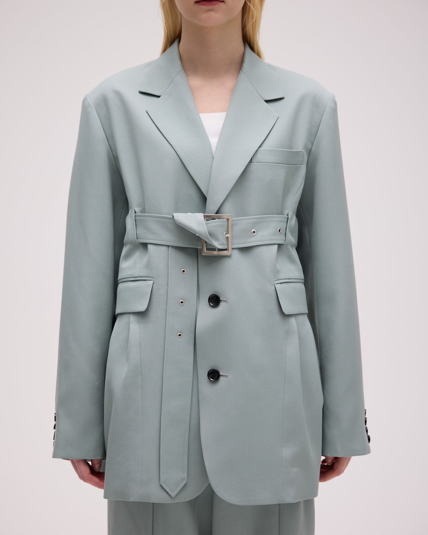 3BUTTON BELTED JACKET
