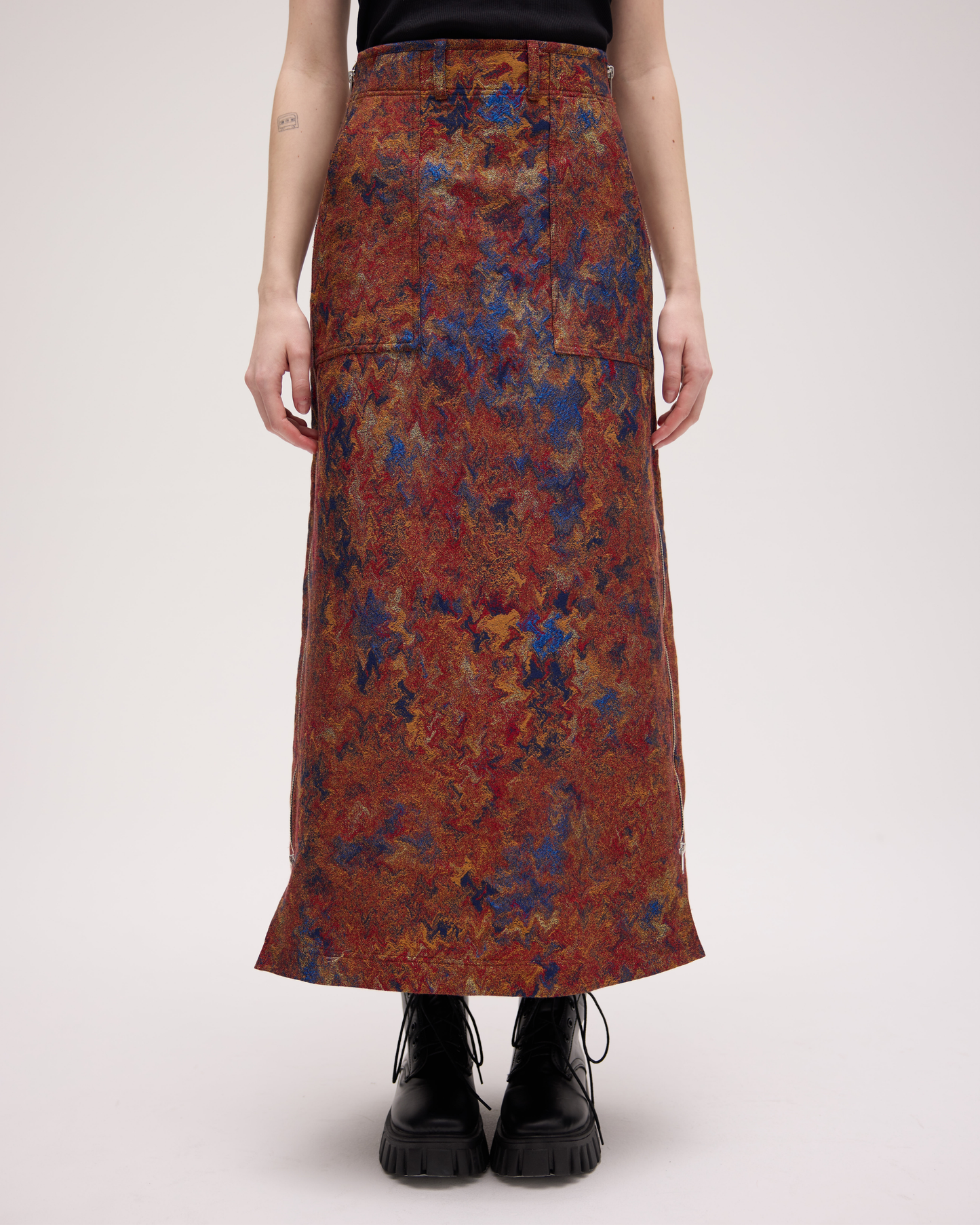 JACQUARD SIDE ZIP SKIRT