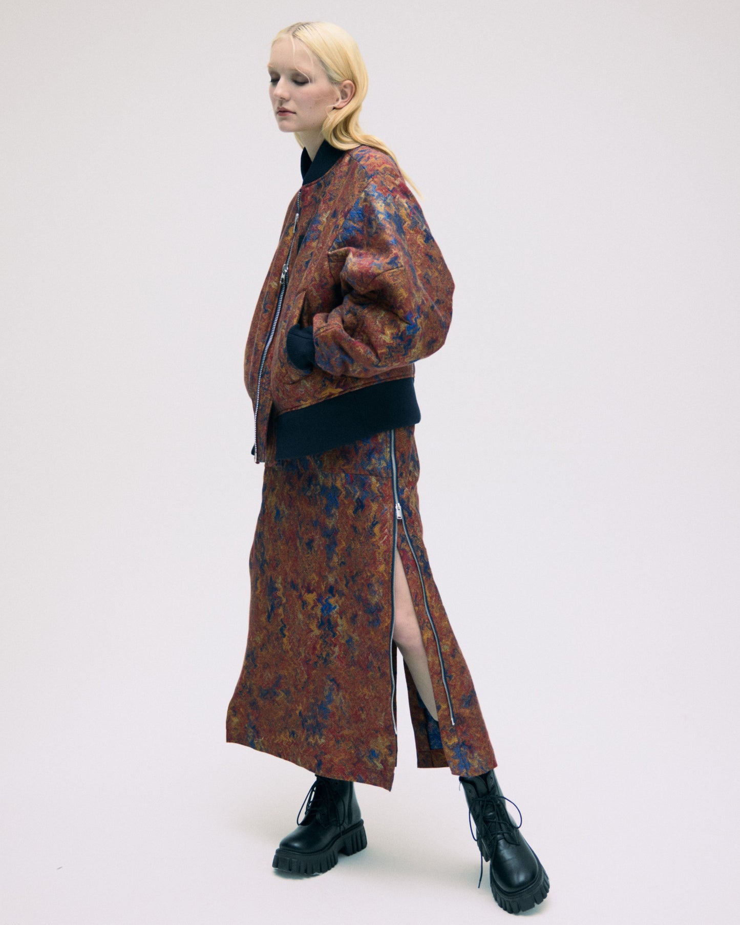 JACQUARD SIDE ZIP SKIRT