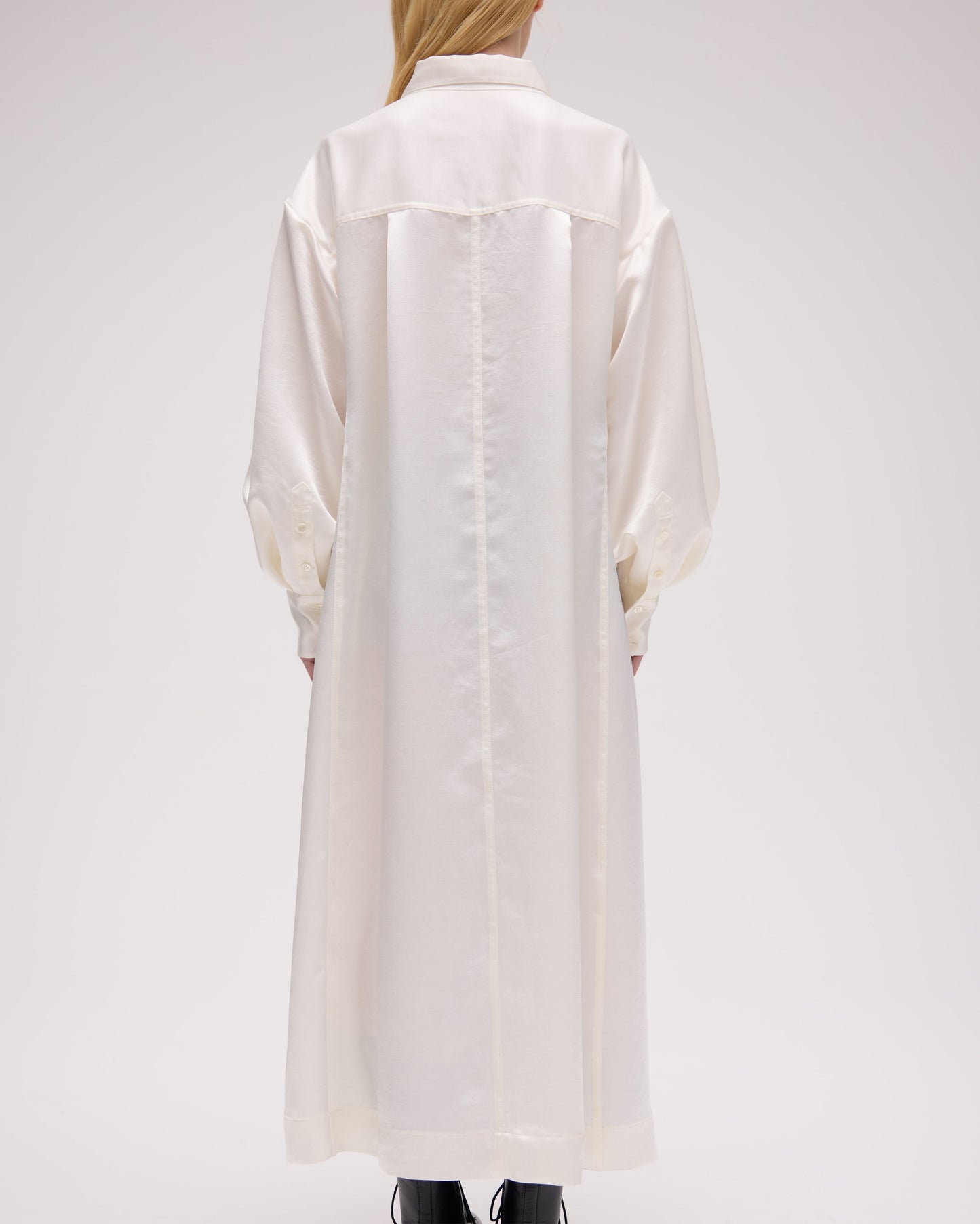 BALLOON SLEEVE CUTOUT SHIRT DRESS