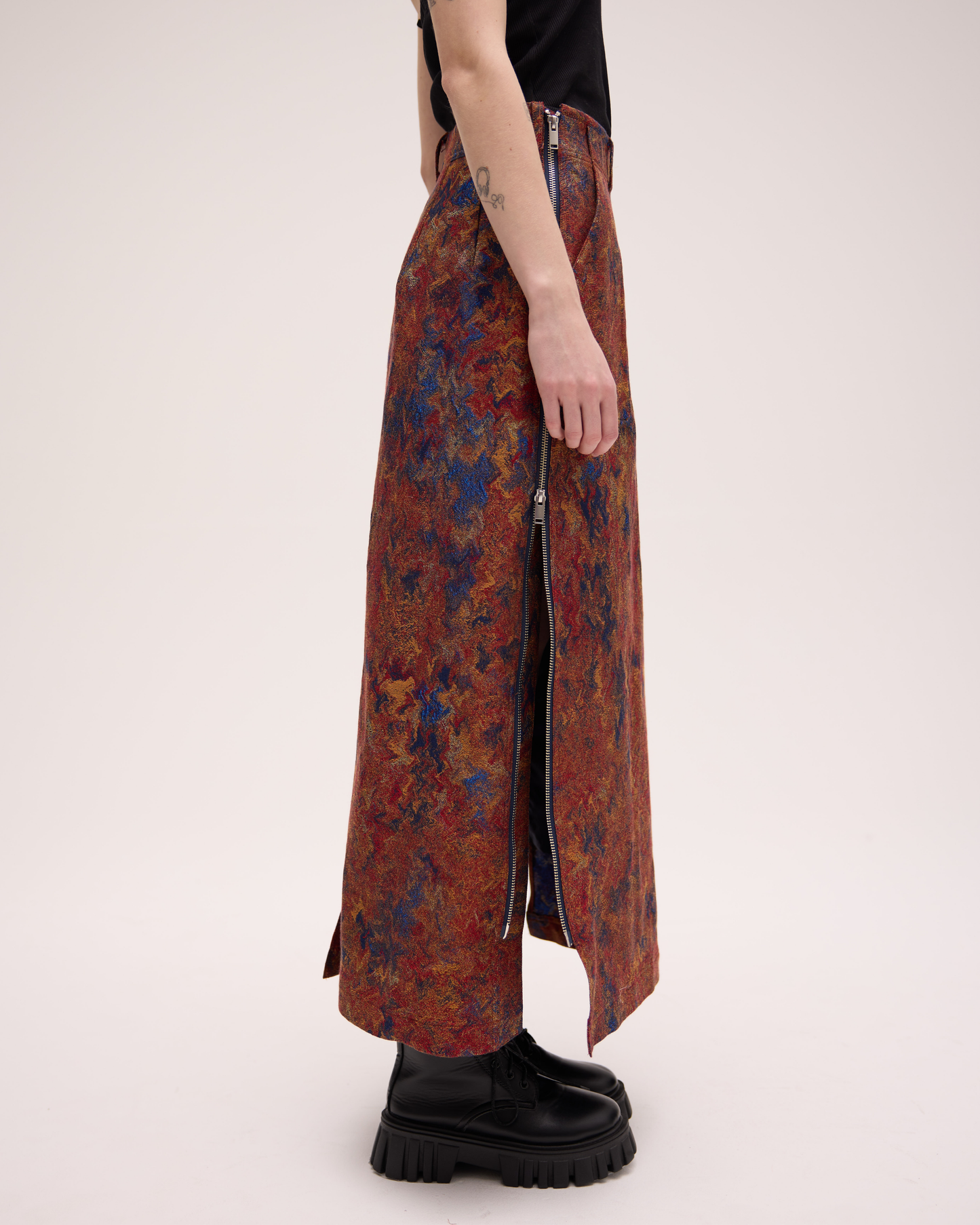 JACQUARD SIDE ZIP SKIRT
